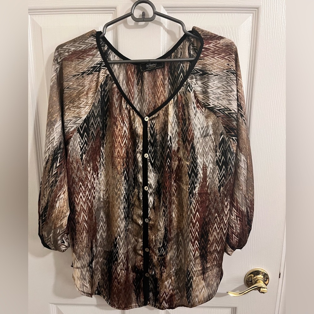 Status By Chenault Button Down Boho Chic Blouse. … - image 4